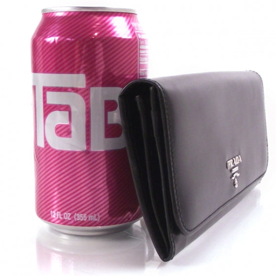 Calfskin Long Wallet Clutch Black