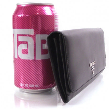 Prada Calfskin Long Wallet Clutch Black 3 of 8