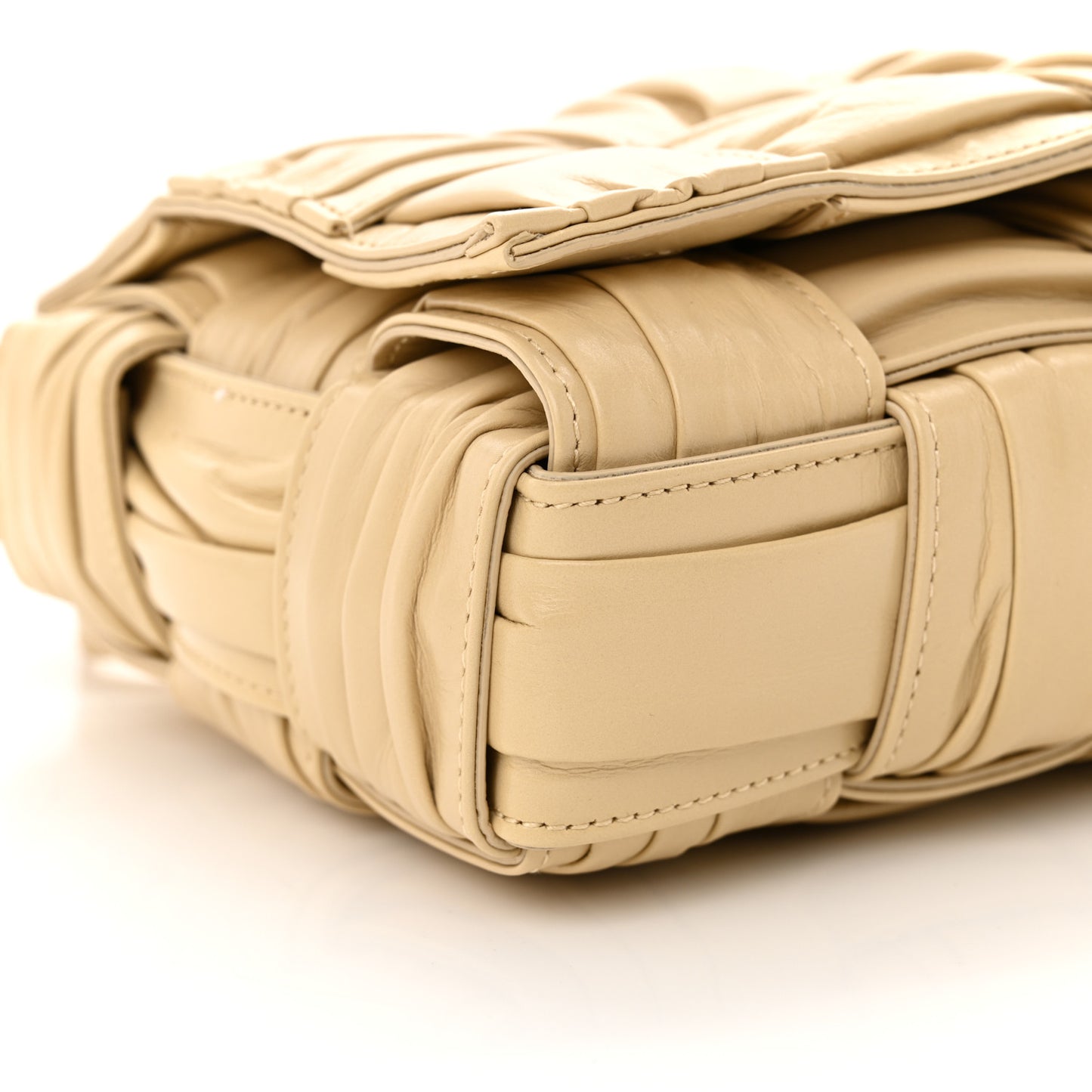 Calfskin Intreccio Plisse Cassette Crossbody Bag Porridge