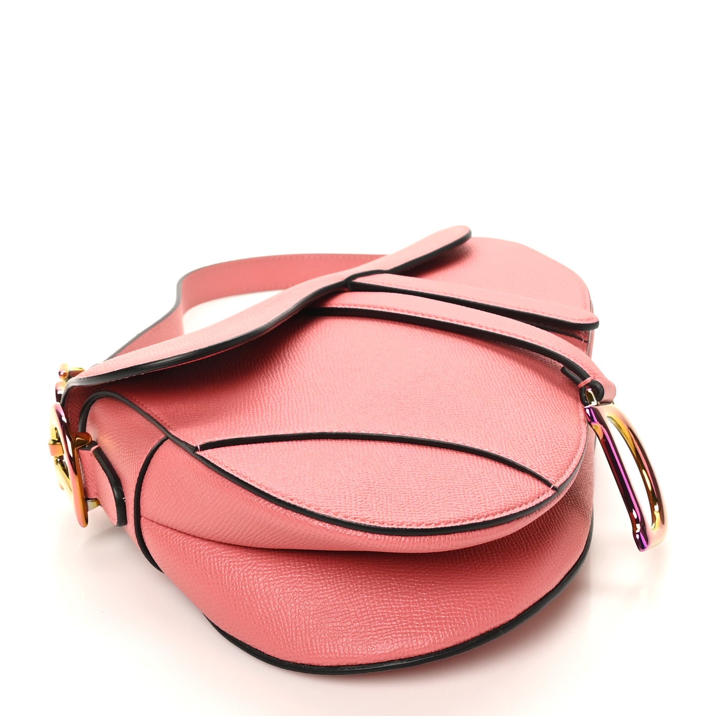 Grained Calfskin Saddle Bag Pink