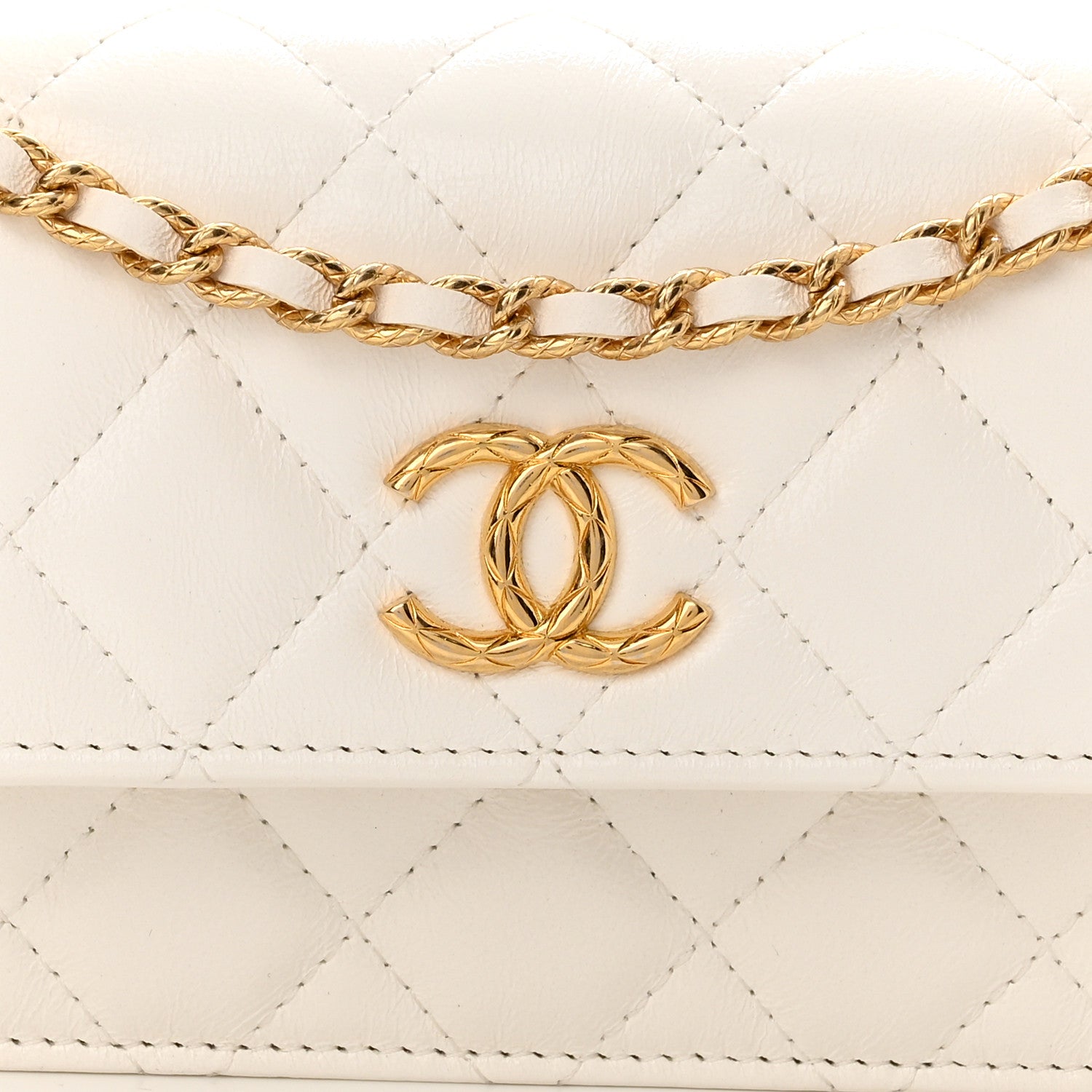 Chanel Lambskin Quilted Flap Phone Holder With Chain White 8 of 11