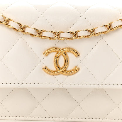 Chanel Lambskin Quilted Flap Phone Holder With Chain White 8 of 11