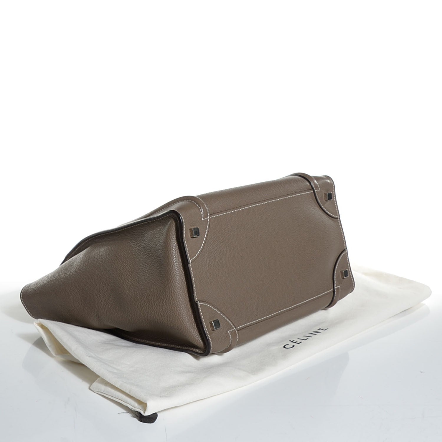 Celine Drummed Calfskin Mini Luggage Souris 4 of 8