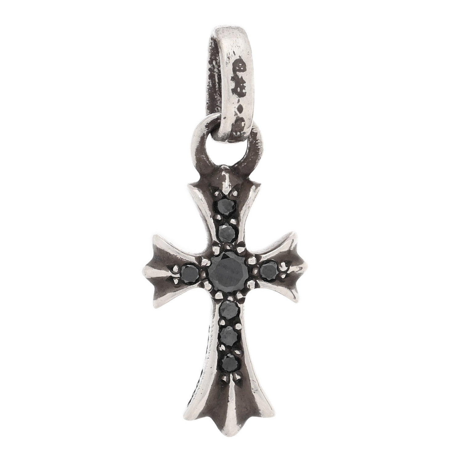 Chrome Hearts Sterling Silver Black Diamond Baby Fat Cross Pave Pendant 1 of 3