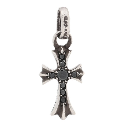 Chrome Hearts Sterling Silver Black Diamond Baby Fat Cross Pave Pendant 1 of 3