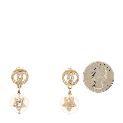 Chanel Resin Crystal CC Star Drop Earrings Gold 2 of 4