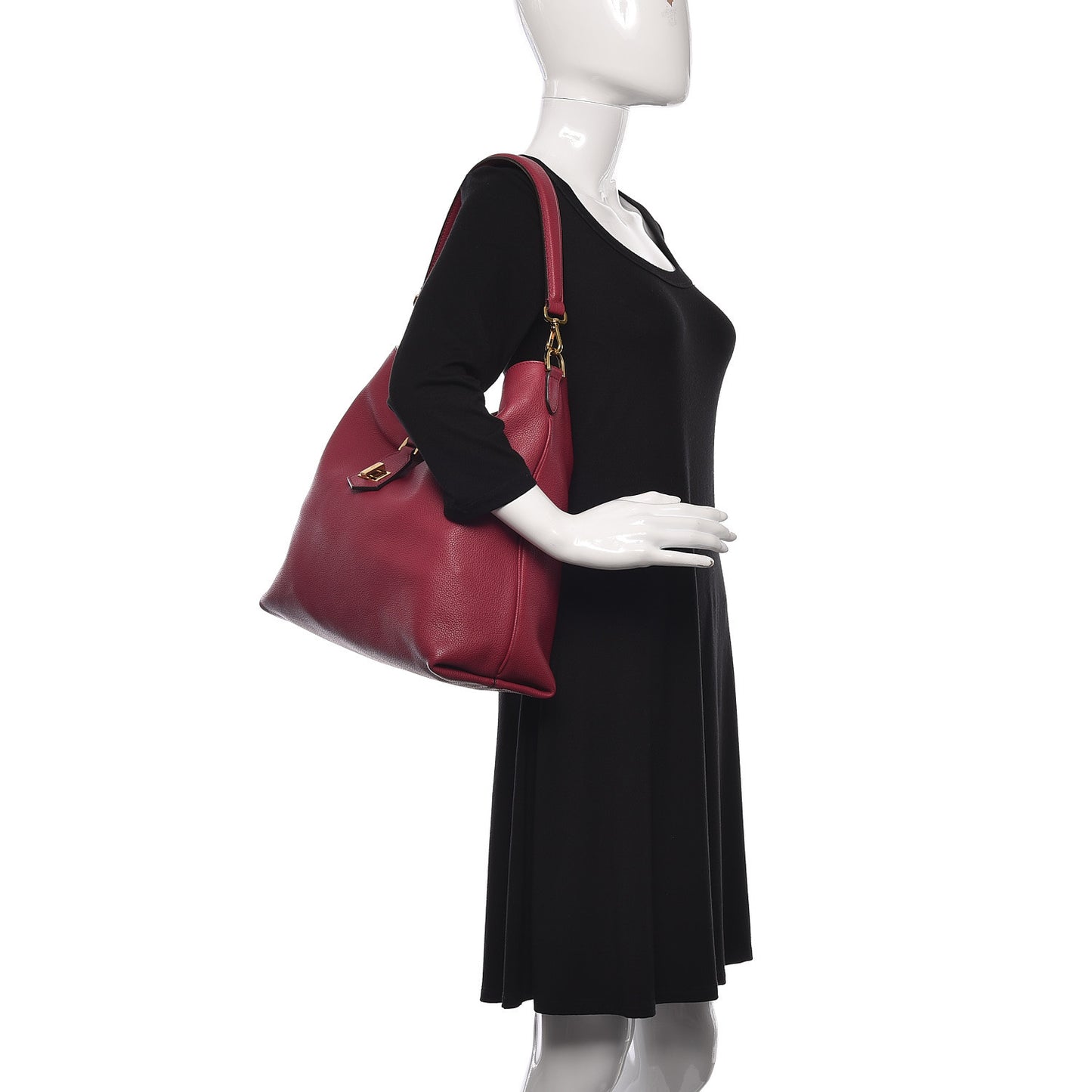 Vitello Small Clasp Top Hobo Bag Amarena