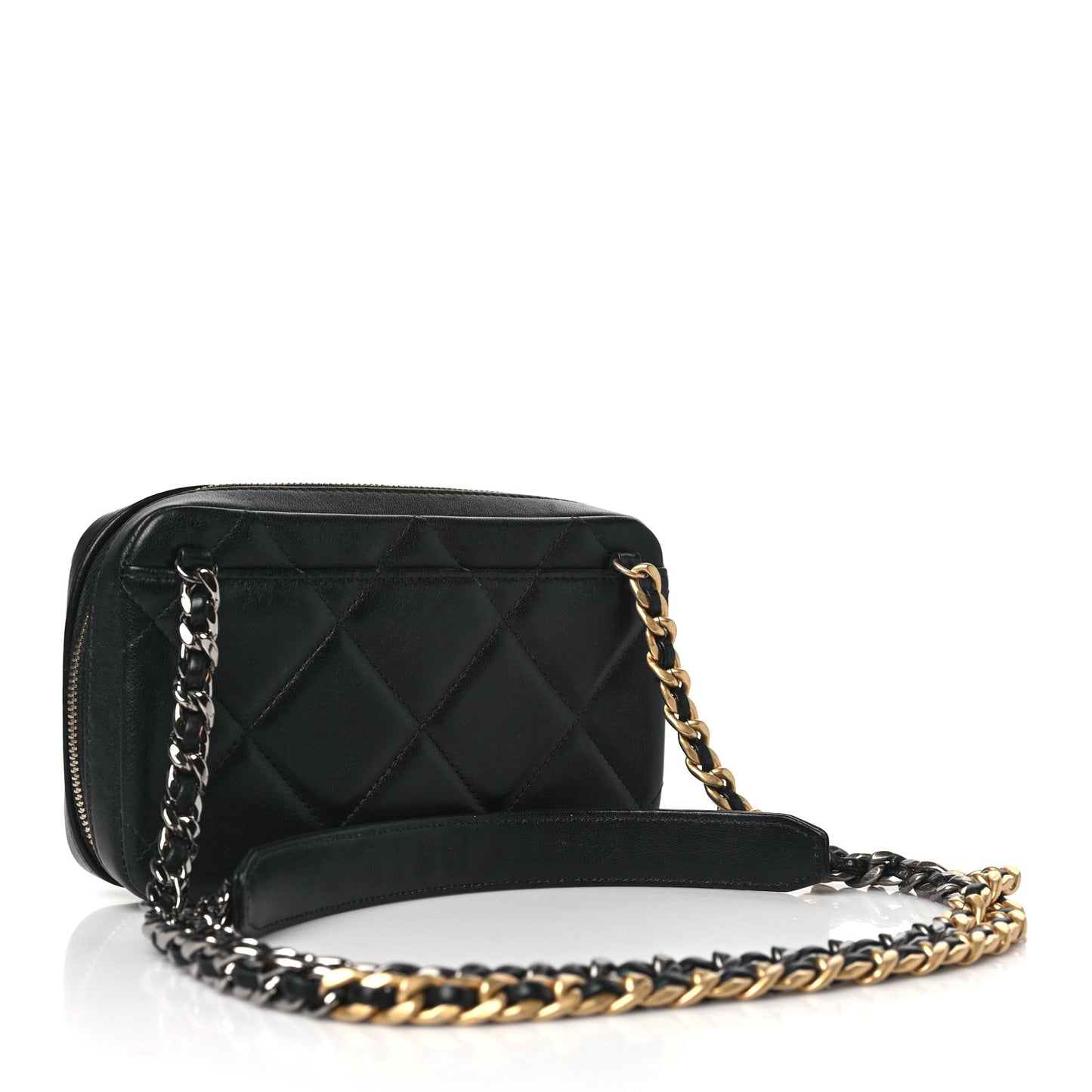 Lambskin Quilted Chanel 19 Camera Crossbody Case Black