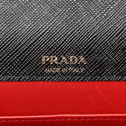 Prada Saffiano Lux Monochrome Chain Wallet Black 6 of 9