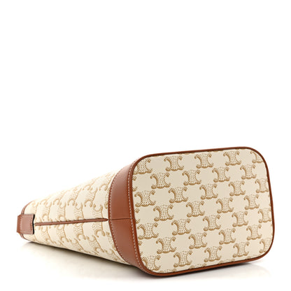 Celine Triomphe Canvas Calfskin Small Bucket Bag White 4 of 10