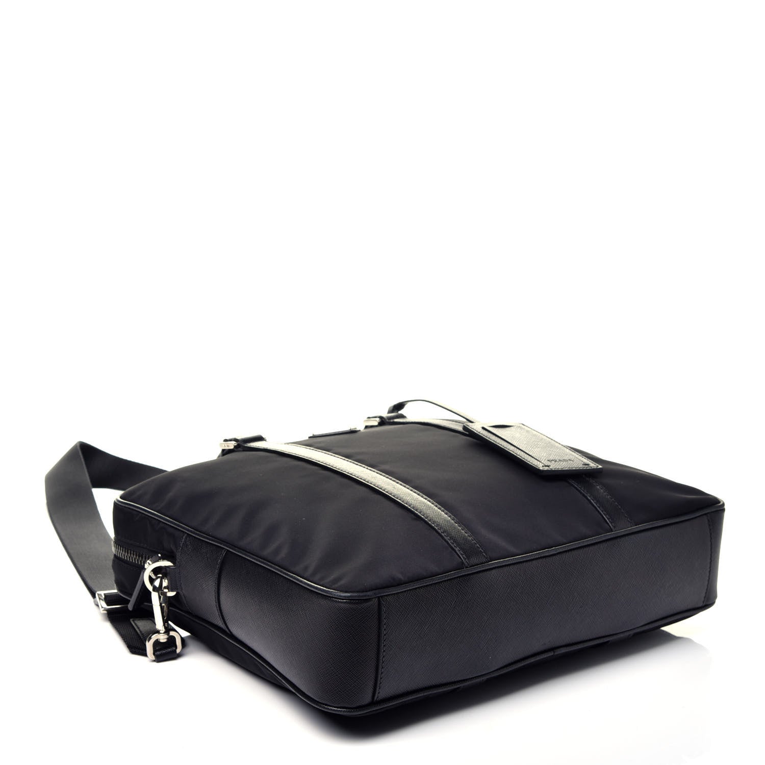 Prada Tessuto Nylon Saffiano Metal Triangle Logo Work Bag Black 5 of 11