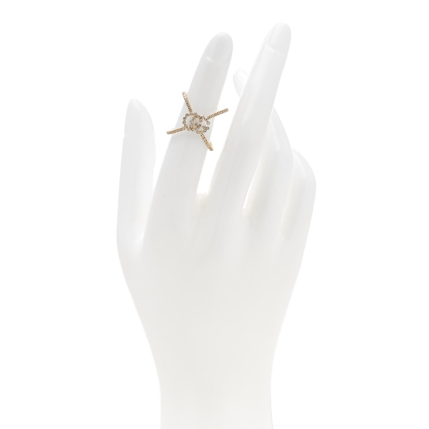 18K Yellow Gold Diamond GG Running X Ring 50 5.5