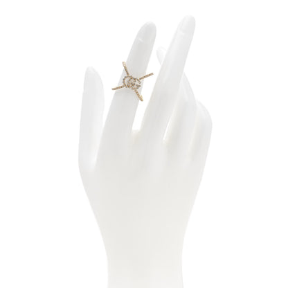 Gucci 18K Yellow Gold Diamond GG Running X Ring 50 5.5 2 of 4
