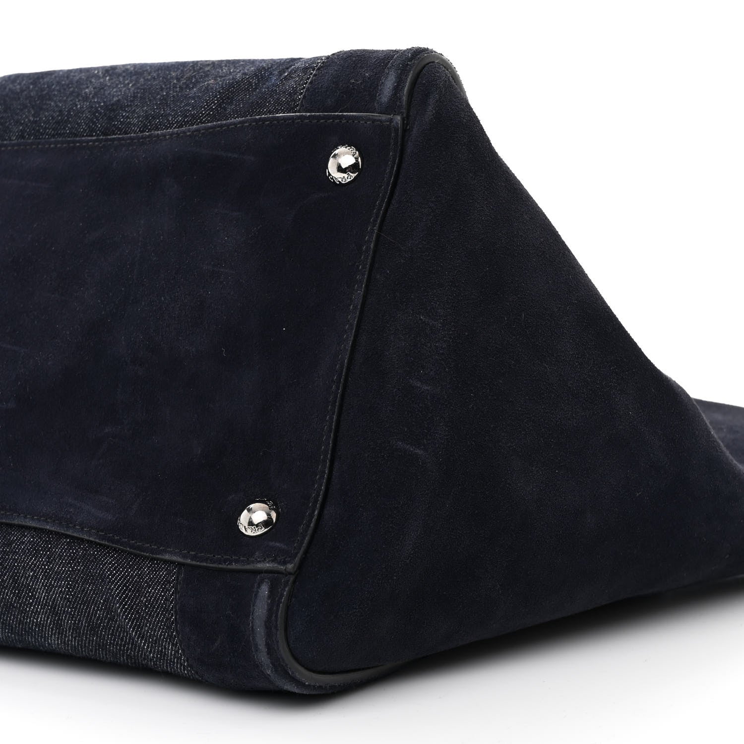 Prada Denim Suede Scamosciato Twin Pocket Tote Bleu 10 of 12