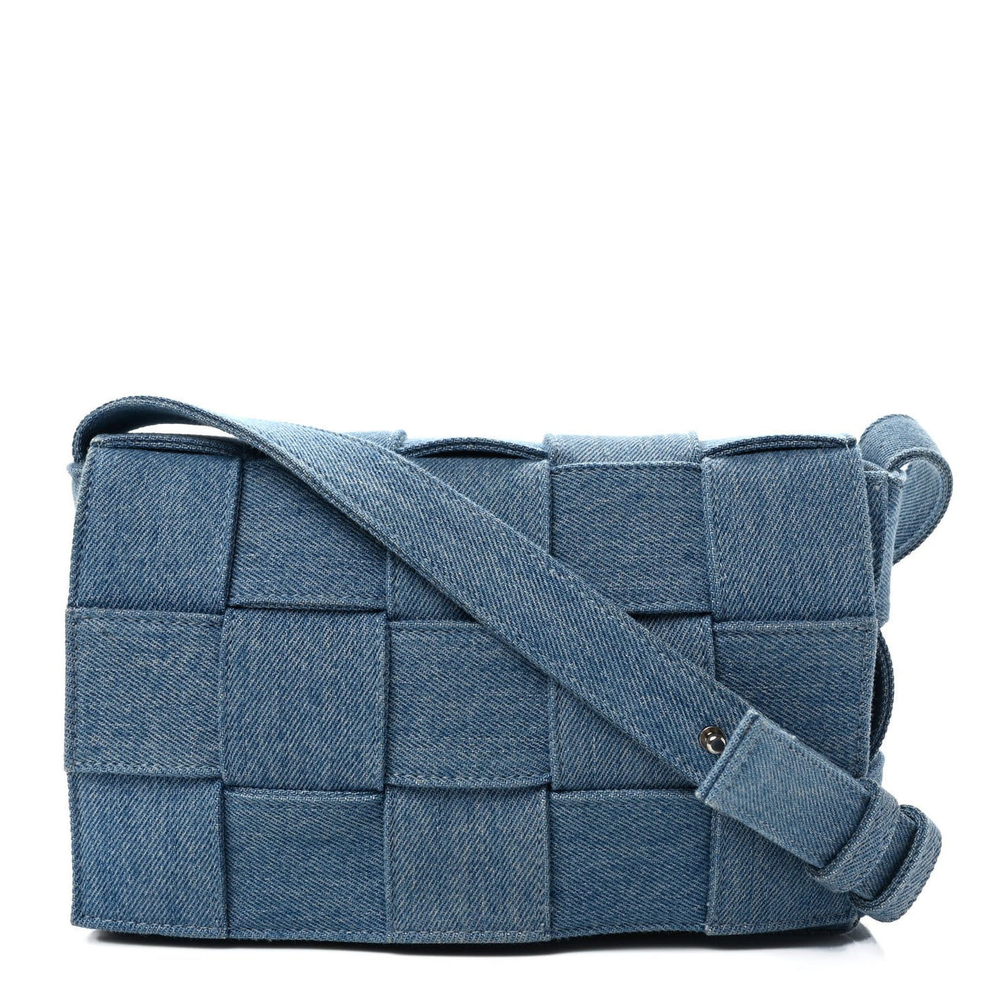 Denim Maxi Intrecciato Cassette Crossbody Bag Washed Indigo
