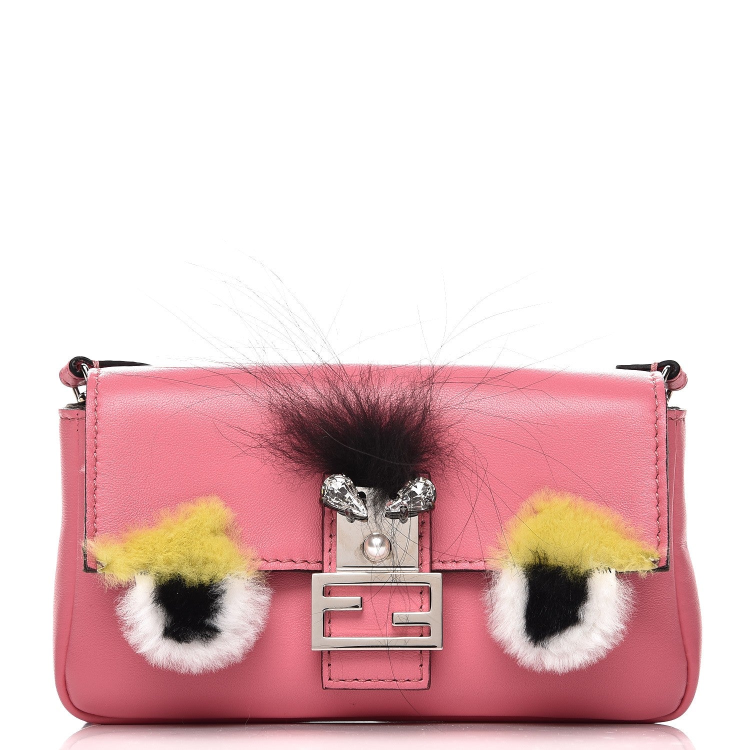 Fendi Nappa Rabbit Fox Fur Micro Buggie Baguette Rosa Fluo Multicolor 1 of 7