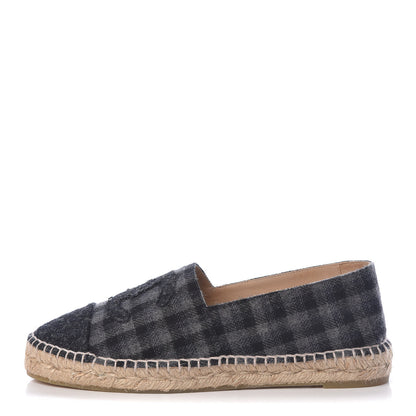 Chanel Flannel CC Espadrilles 40 Dark Grey Black 1 of 9