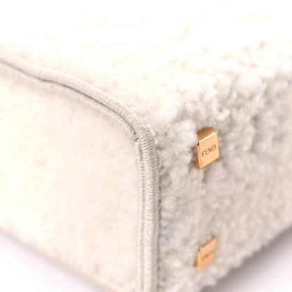 Fendi Shearling Vitello King Plexiglass Logo Mini Fendi Sunshine Shopper Tote White 10 of 14