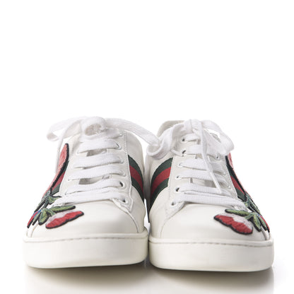 Gucci Calfskin Web Floral Embroidered Ace Sneakers 38 White 2 of 9