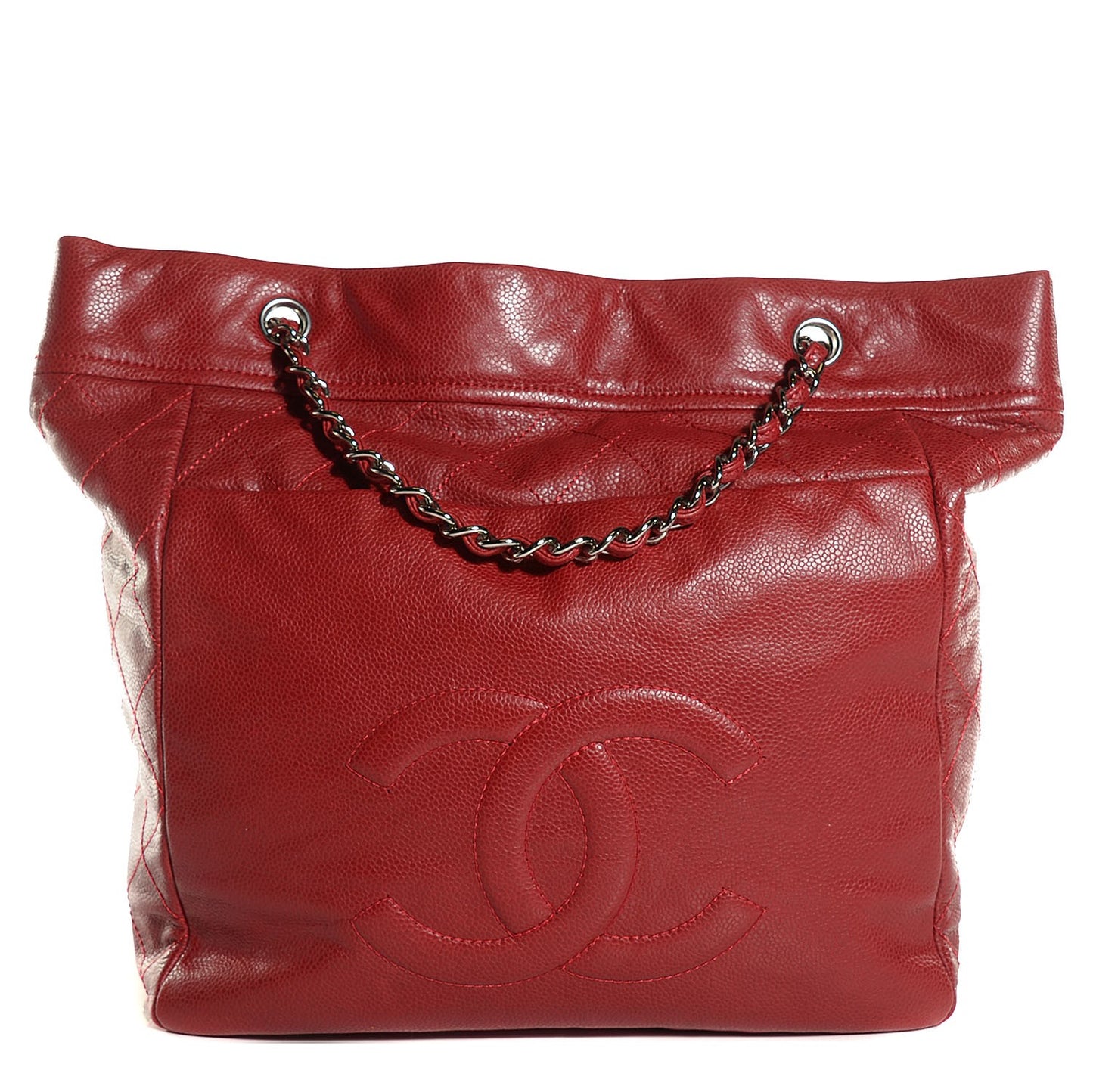 Soft Caviar Large Timeless CC Shoulder Bag Red