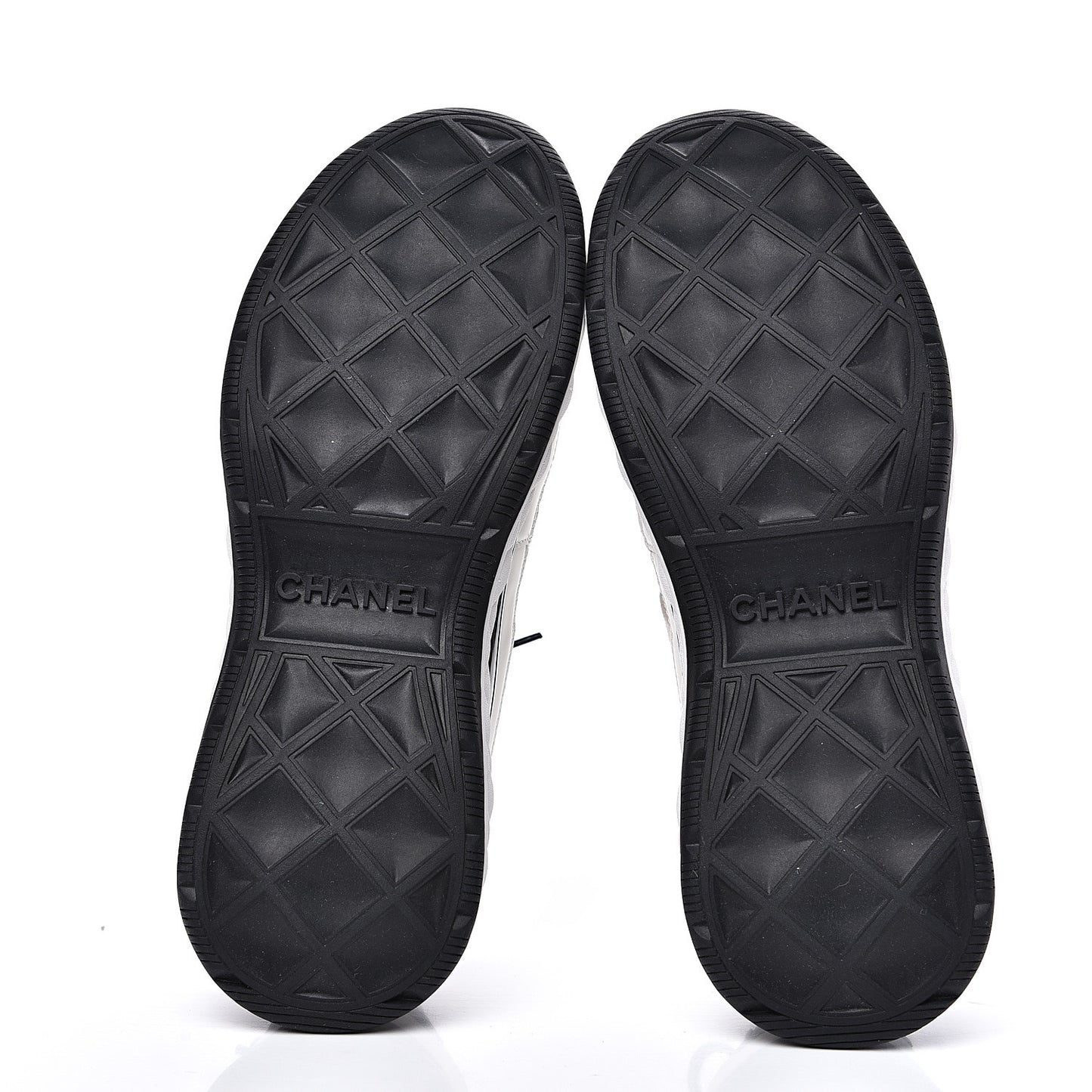 Fabric Calfskin Suede CC Sneakers 37.5 White Black