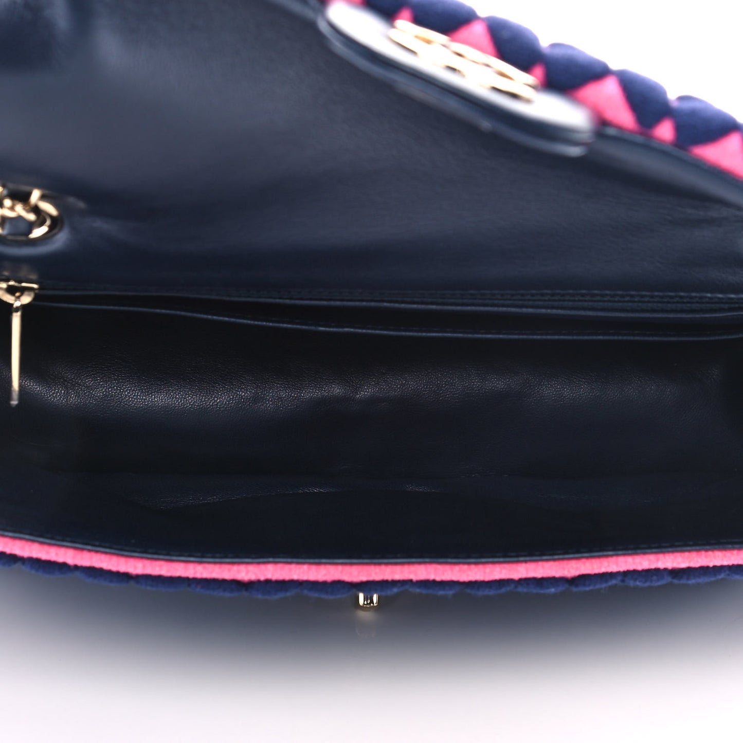 Woven Jersey Medium Single Flap Pink Navy