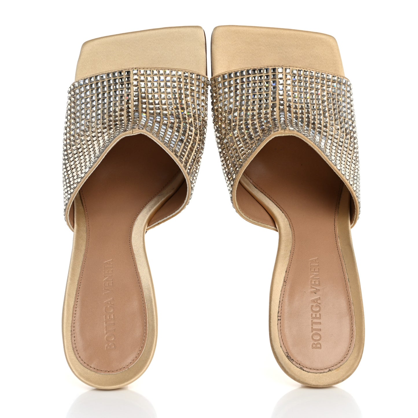 Satin Crystal Embellished Stretch Mule Sandals 37 Cane Sugar