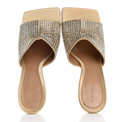 Bottega Veneta Satin Crystal Embellished Stretch Mule Sandals 37 Cane Sugar 2 of 9