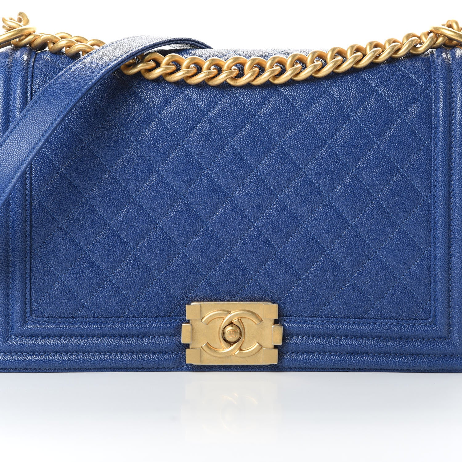 Chanel Caviar Quilted New Medium Boy Flap Blue 9 of 13