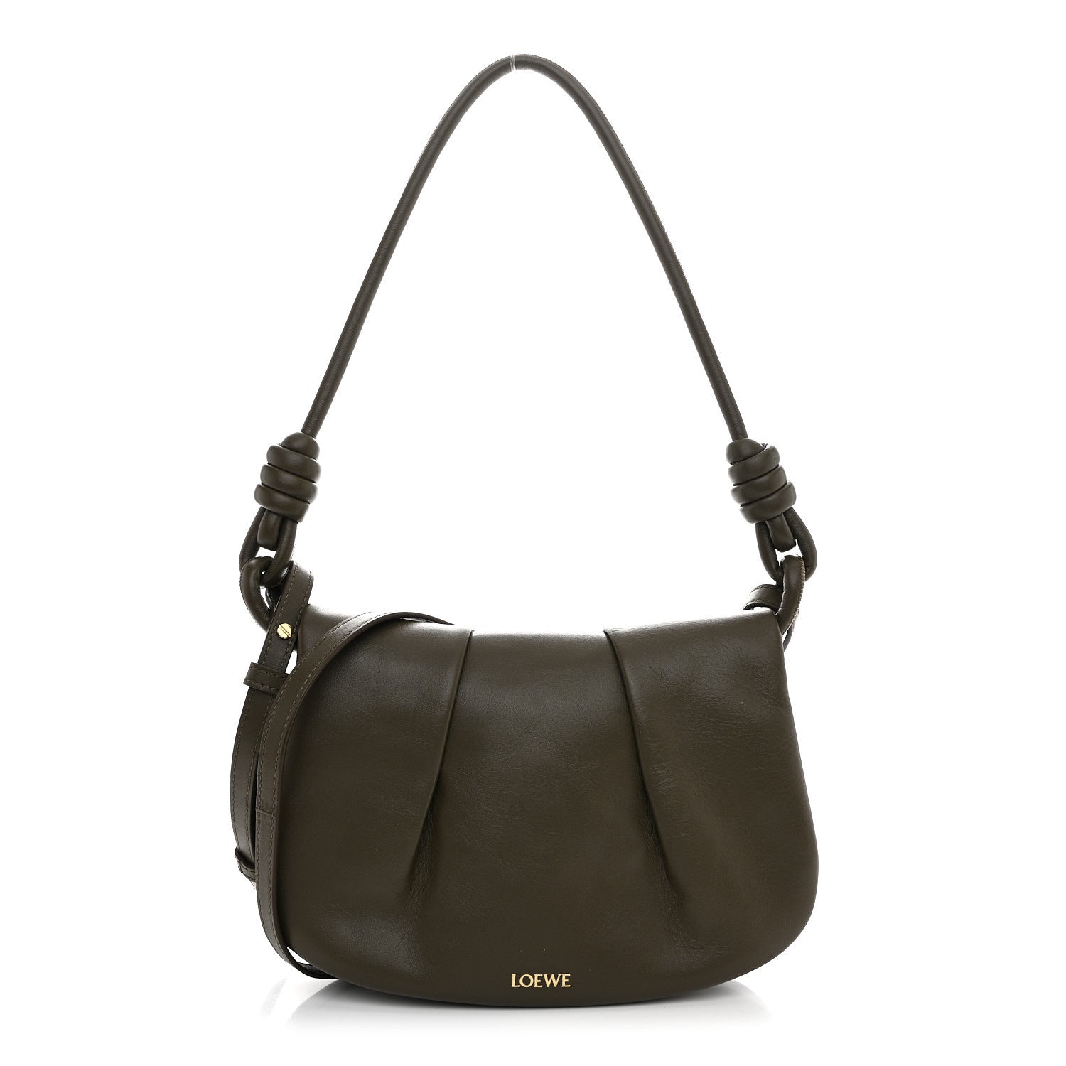 Loewe Shiny Nappa Calfskin Paseo Satchel Dark Khaki 1 of 10