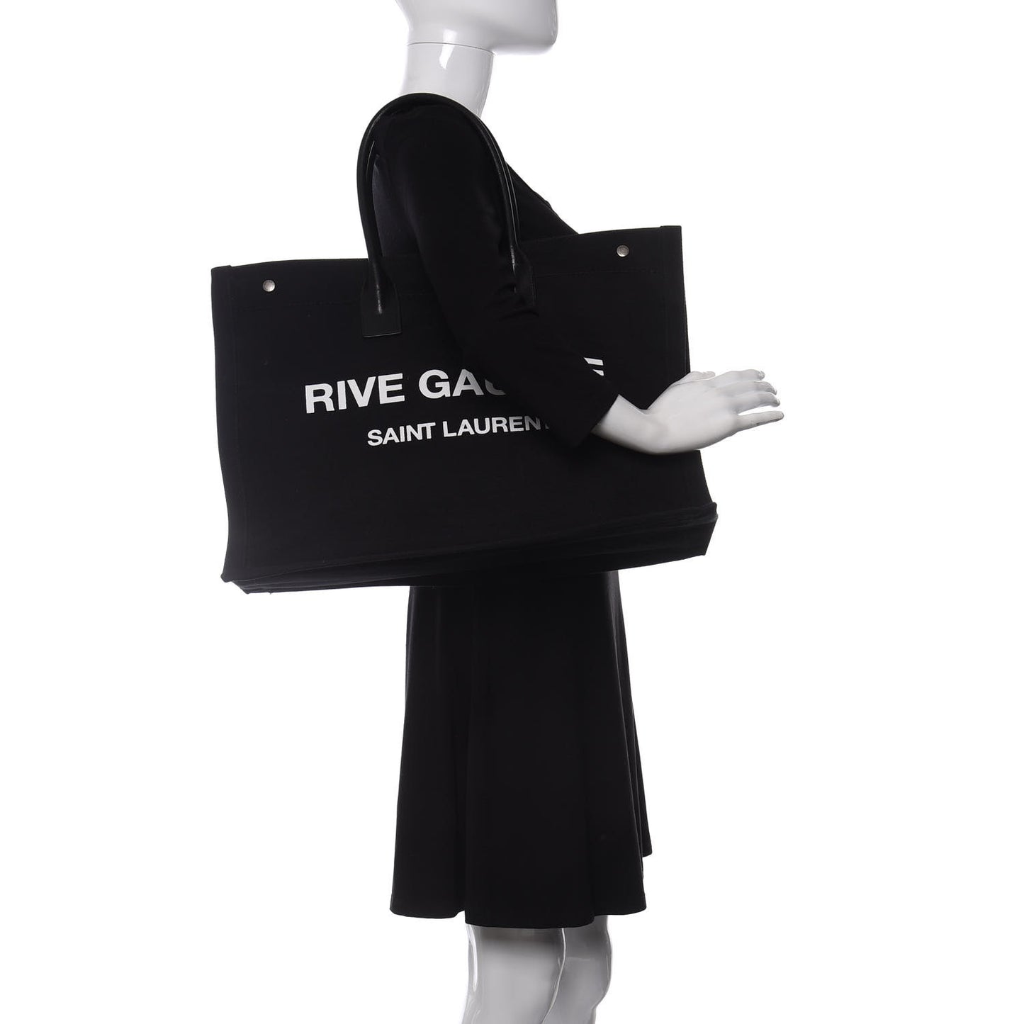 Linen Calfskin Rive Gauche Tote Black
