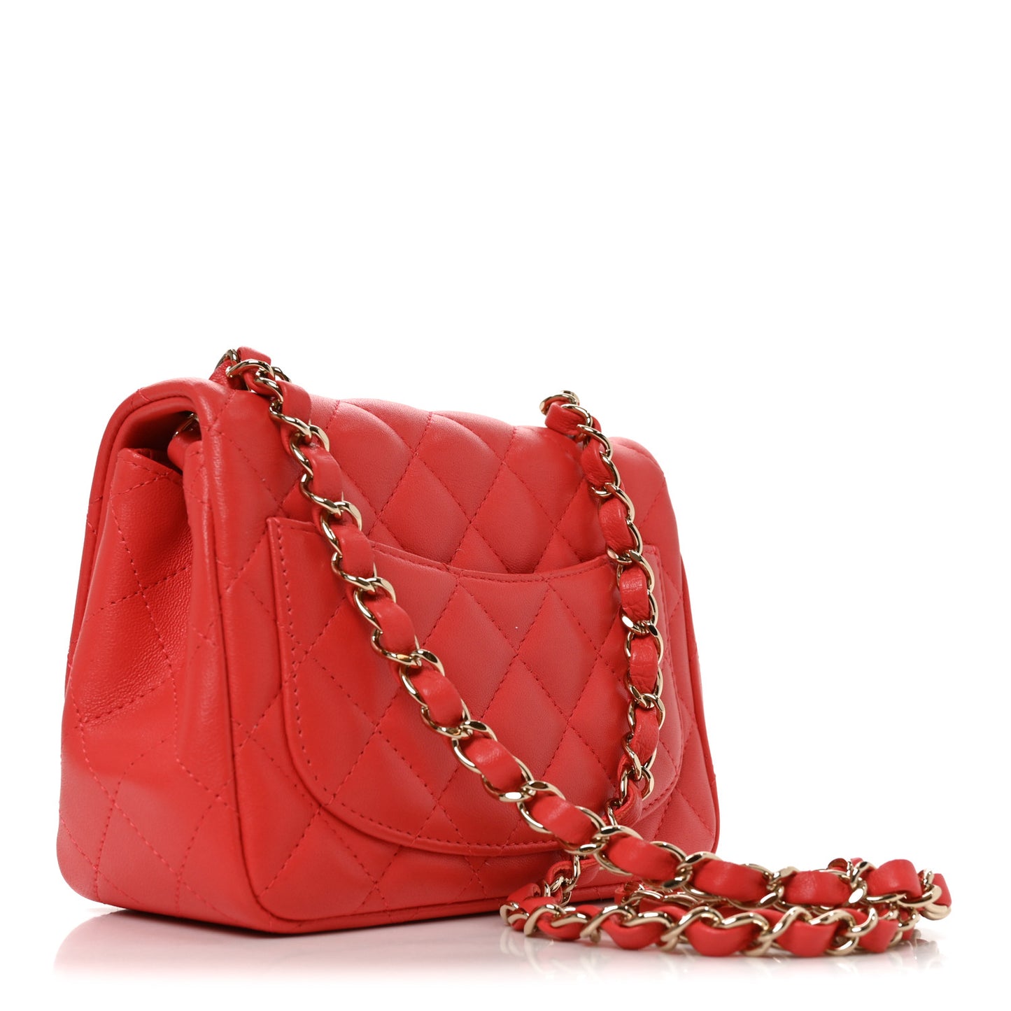 Lambskin Quilted Mini Square Flap Orange
