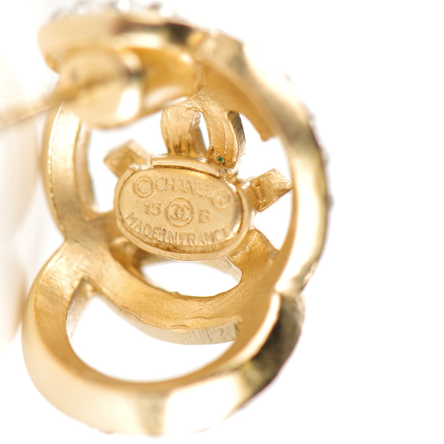 Chanel Crystal CC Earrings Gold 4 of 5