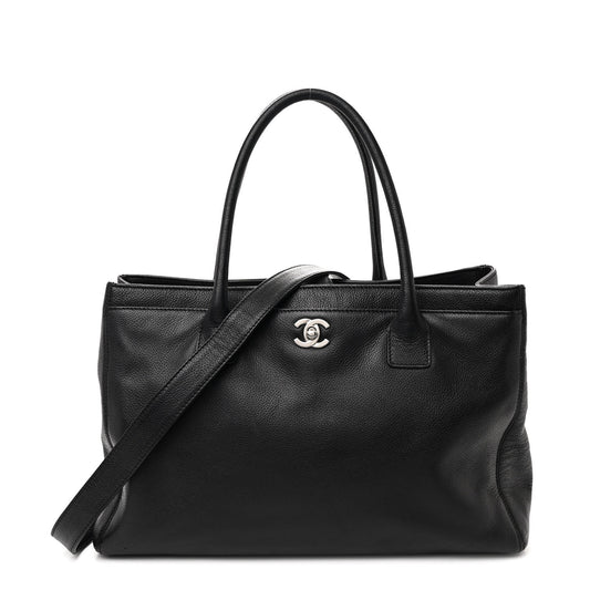 Calfskin Cerf Executive Shopper Tote Black