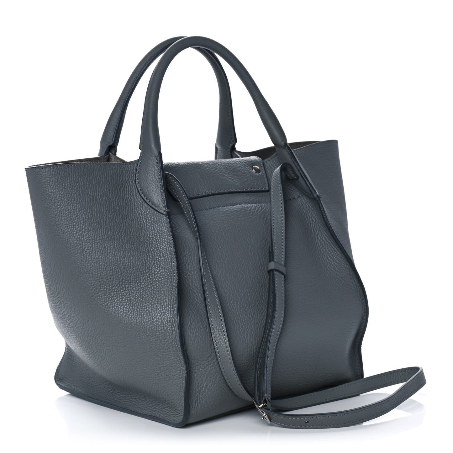Supple Calfskin Long Strap Small Big Bag Zinc