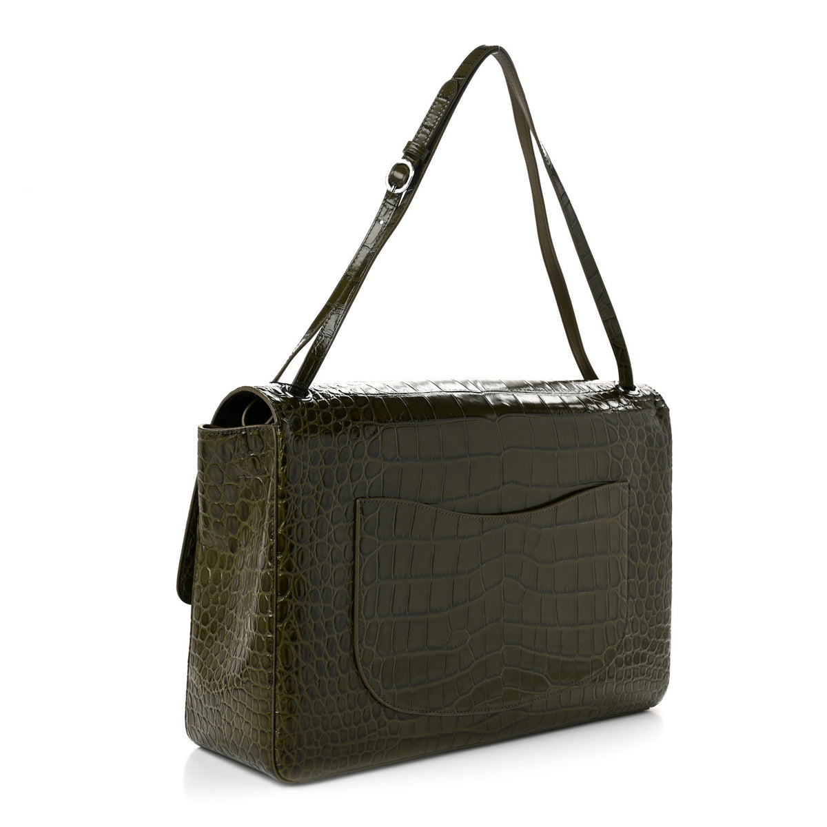 Chanel Calfskin Crocodile Embossed Calfskin Souplissimo Maxi Flap Khaki 2 of 10
