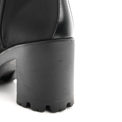Prada Spazzolato Re-Nylon Metal Triangle Logo Lace Up 55mm Ankle Boots 38.5 Black 9 of 11