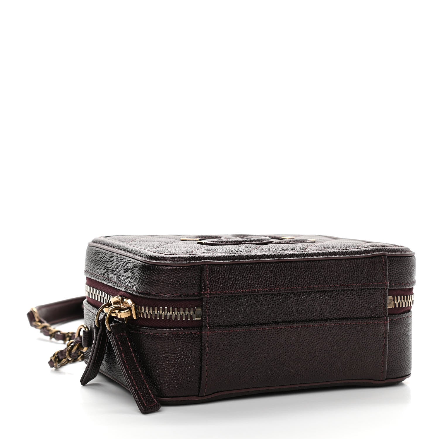 Chanel Caviar Quilted Small CC Filigree Vanity Case Burgundy 4 of 11