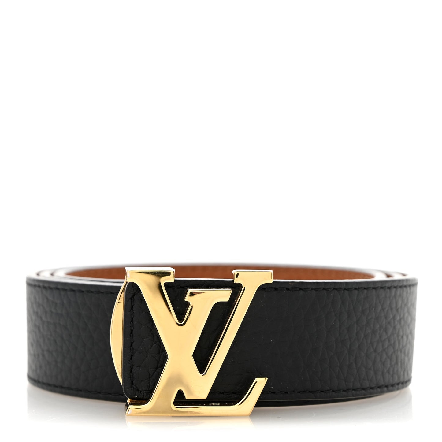 Taurillon Calfskin 30mm LV Initiales Reversible Belt 80 32 Black