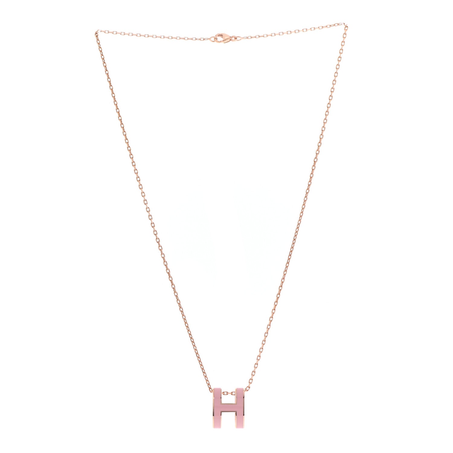 Hermes Lacquered Rose Gold Pop H Pendant Necklace Rose Dragee 3 of 8