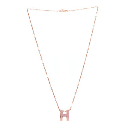 Hermes Lacquered Rose Gold Pop H Pendant Necklace Rose Dragee 3 of 8
