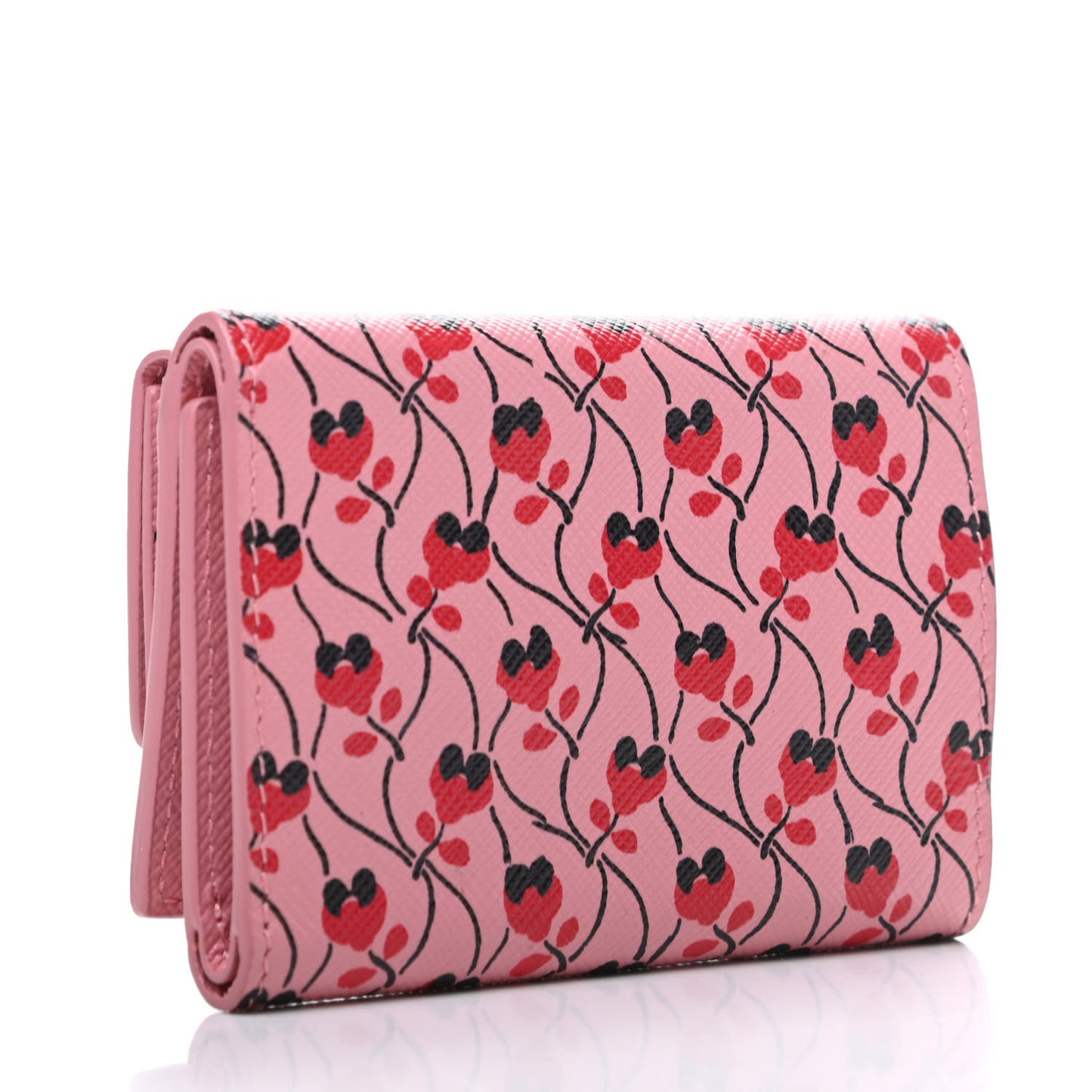 Saffiano Small Ramage Tri-Fold Wallet Petalo Rosso