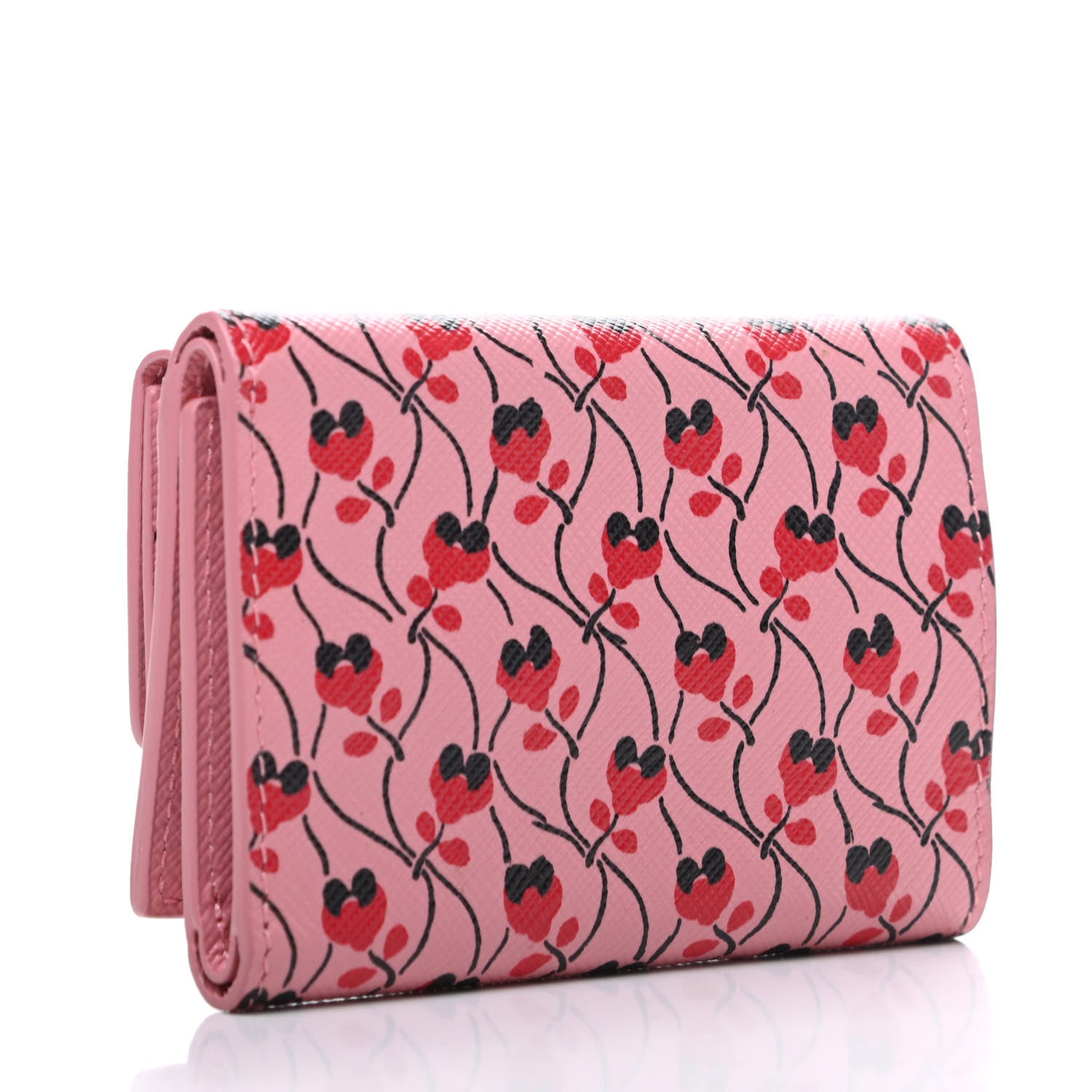 Prada Saffiano Small Ramage Tri-Fold Wallet Petalo Rosso 3 of 10