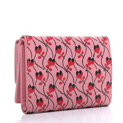 Prada Saffiano Small Ramage Tri-Fold Wallet Petalo Rosso 3 of 10