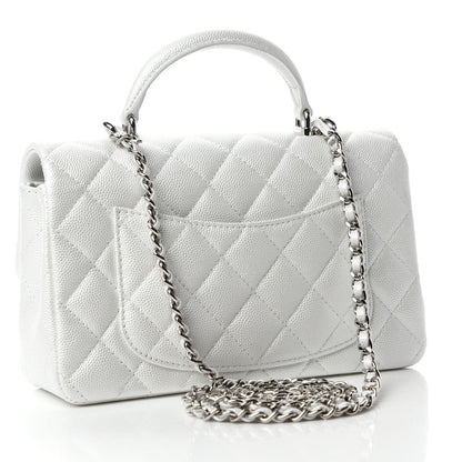 Chanel Iridescent Caviar Quilted Mini Top Handle Rectangular Flap White 3 of 10