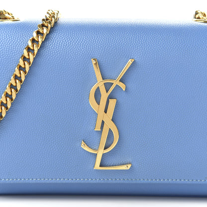 Saint Laurent Grain De Poudre Small Classic Monogram Kate Satchel Blue Clair 9 of 9