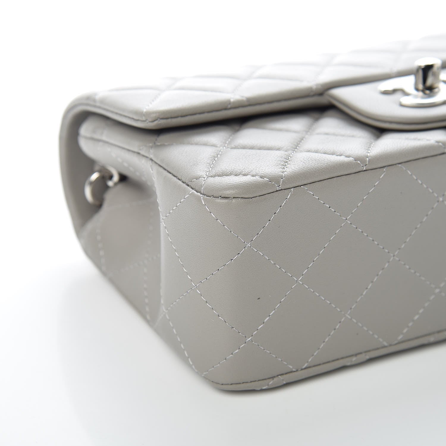 Chanel Lambskin Quilted Mini Rectangular Flap Grey 8 of 10