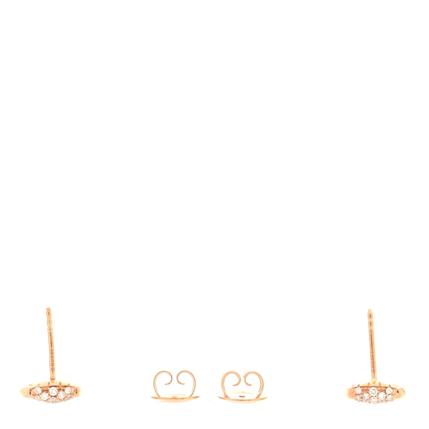 Gucci 18K Rose Gold Diamond Horsebit Earrings 3 of 5