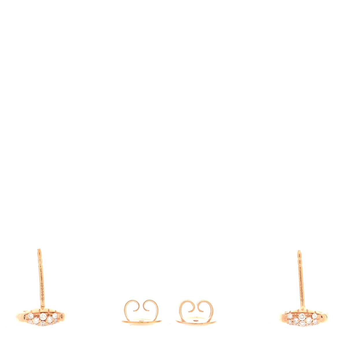 Gucci 18K Rose Gold Diamond Horsebit Earrings 3 of 5