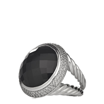David Yurman Sterling Silver Diamond Black Onyx Cerise Ring 53 6.5 3 of 6